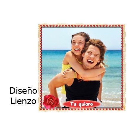 Cojín diseño enamorados lienzo